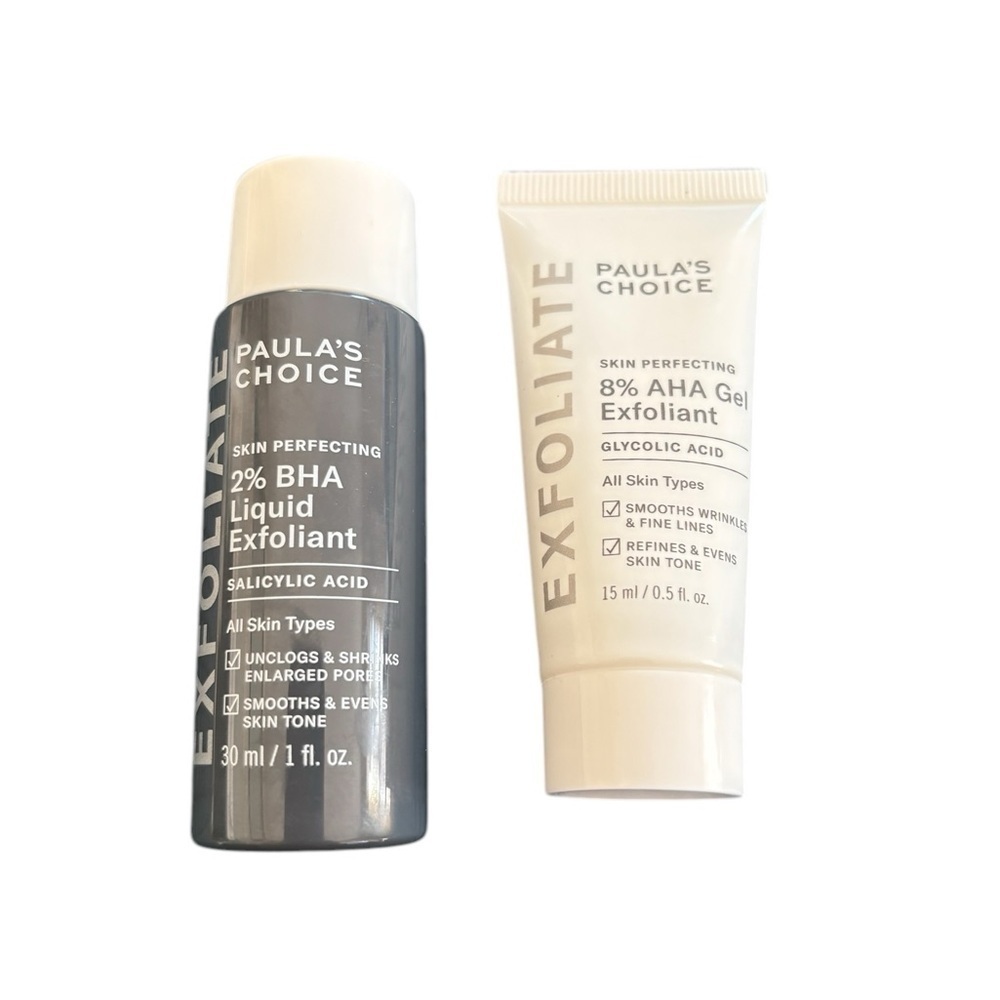 Paula’s Choice Liquid Exfoliant 1 Oz + Gel Exfoliant .5oz Smooths Wrinkles